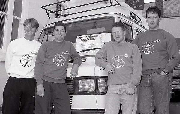 Sponsored Cyclists, Fowey, Cornwall. September 1992