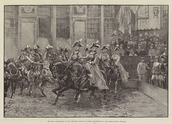 The 150th Anniversary of the Prussian Gardes du Corps, Reiterfeste in the Riding-School, Potsdam (engraving)