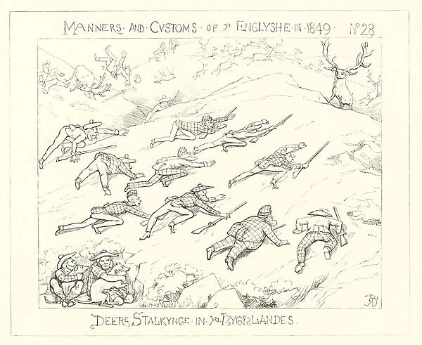 1849, Deer Stalking in the Highlands (engraving)