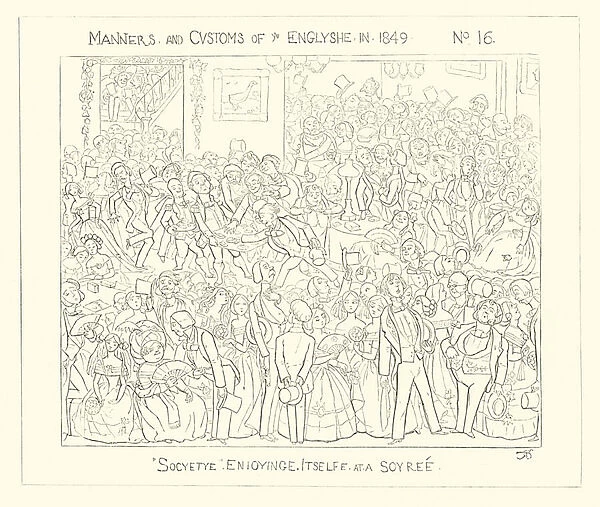 1849, Society enjoying itself at a Soiree (engraving)