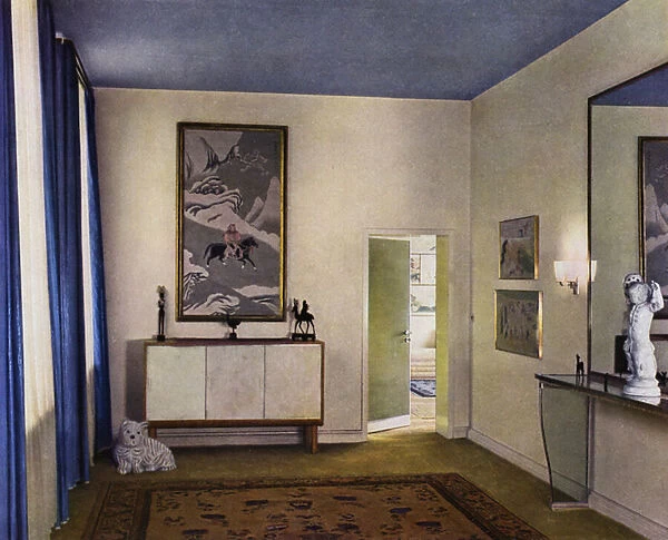 1930s interiors: Vestibule (colour litho)