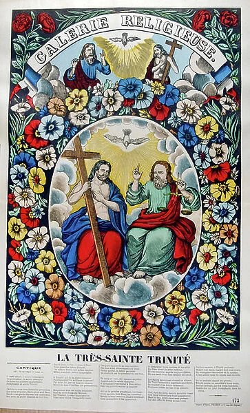 19th century coloured illustration (French). depicting the Holy Trinity. approx. 1854
