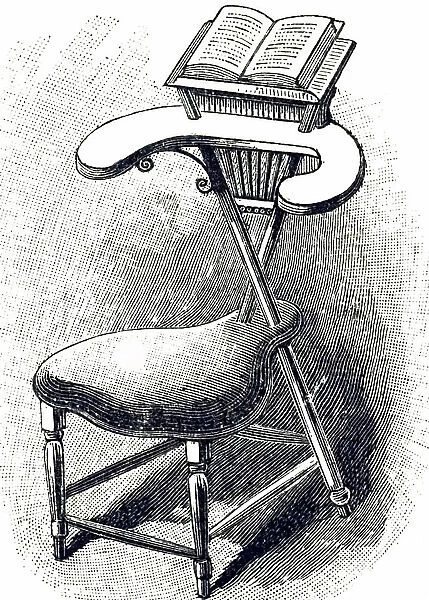 19th century illustration, showing a reading chair, England; 1892
