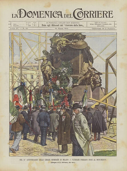 On the 54th Anniversary Of The Five Days Of Milan, Veterans Bring Flowers To The Monument (colour litho)
