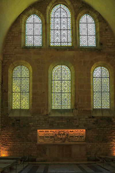 Abbey of Fontenay. Interior of the Flat chevet of the abbey church (photography)