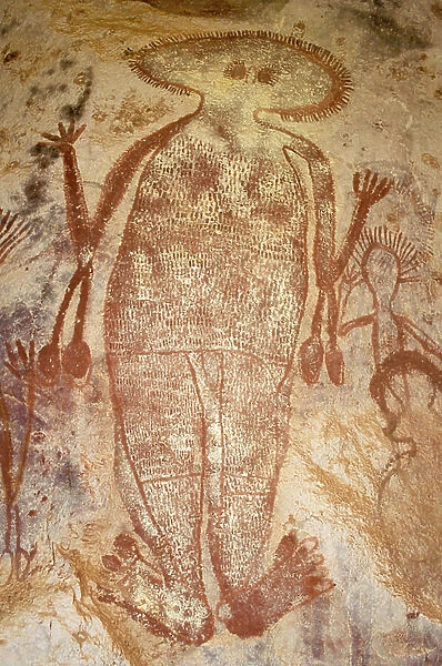 Aboriginal cave painting of a Wandjina, Mt Elizabeth Station, Kimberley, Western Australia, c.2000 BC