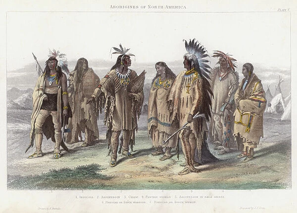Aborigines of North America (coloured engraving)
