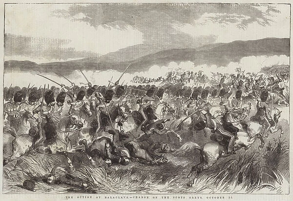The Action at Balaclava, Charge of the Scots Greys, 25 October (engraving)