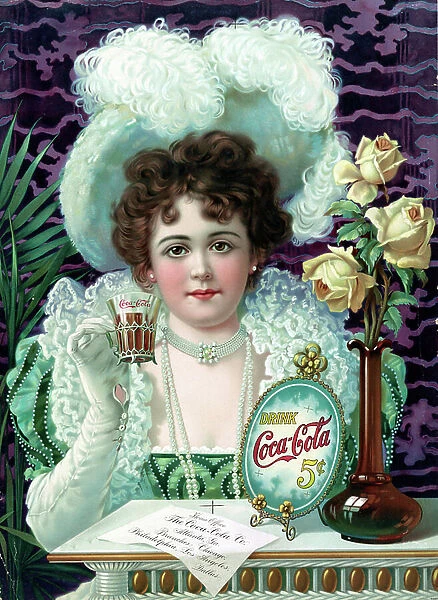 Advertising for American soft drink Coca Cola, 1890 Chromolithographie (Coca-cola soda advertisement, chromolithograph 1890) Private collection