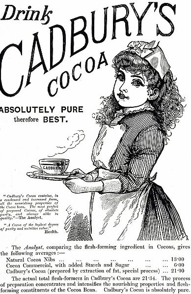 An advert for Cadbury's Hot Cocoa, , 1892 (engraving)