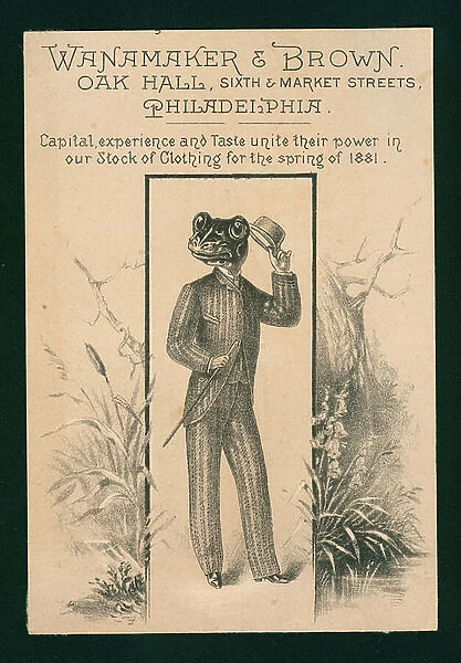 Advertising card for Wanamaker & Brown, Philadelphia (litho)