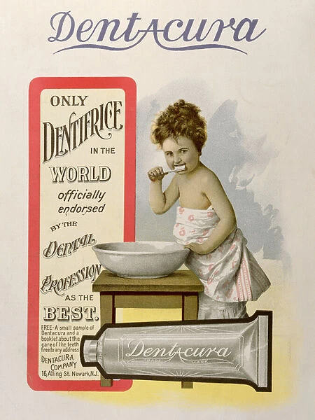 Advertisement for Dentacura Dentifrice, from Theatre Magazine, England