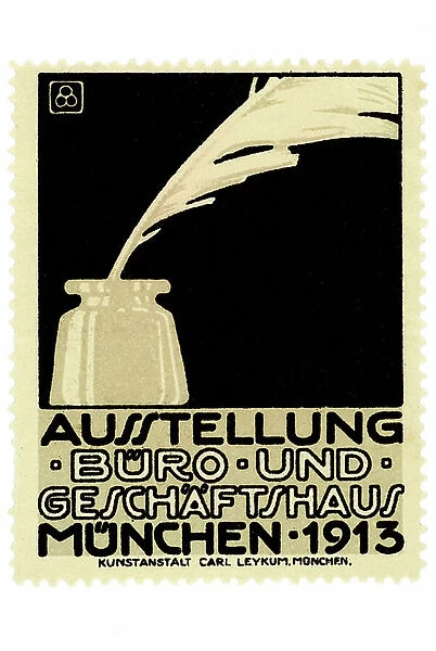 Advertising in the form of a stamp for the exhibition of offices and home accessories, Munich, 1913: ' Ausstellung Buero und Geschaeftshaus Muenchen 1913'