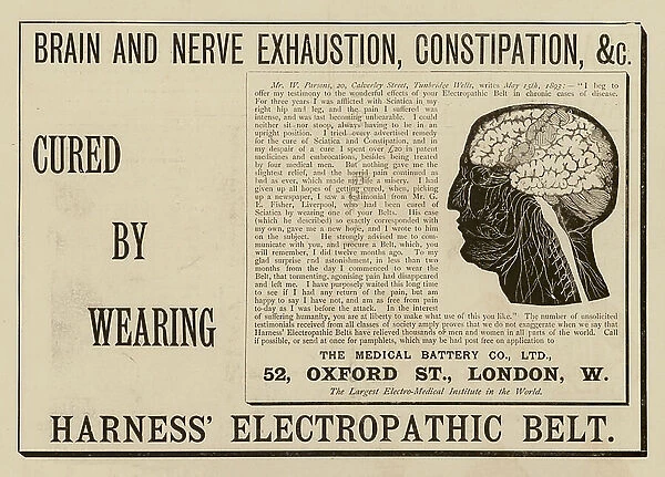 Advertisement for Harness Electropathic Belt (engraving)