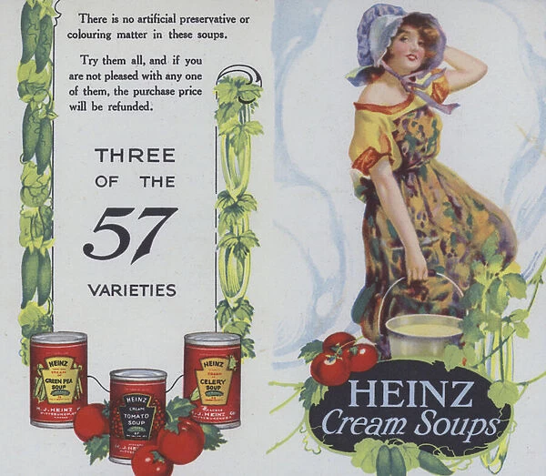 Advertisement for Heinz tinned cream soups (colour litho)