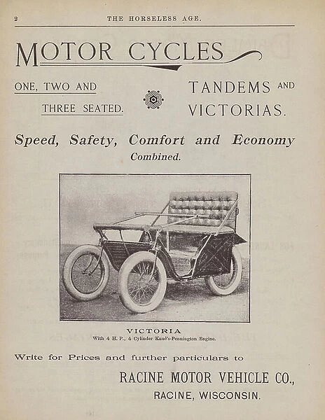 Advertisement for The Horseless Age, 1895 (b / w photo)