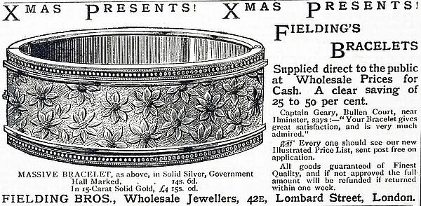 An advertisement for jewellery for Christmas, 19th century