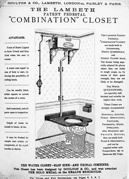 Advertisement for The Lambeth Patent Pedestal 'Combination'Closet, c