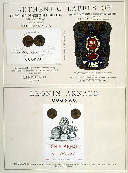 Advert for Louis Salignac and Leonin Arnaud. brandy Cognac. 1877