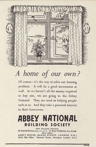 Advertisement for mortgages from the Abbey National building society (litho)