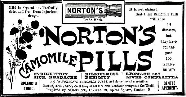 Advertisement for Norton's Camomile Pills