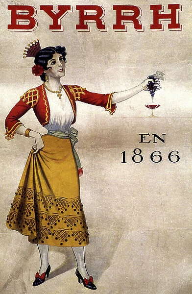 Advertising poster for the Byrrh aperitif in 1866 (lithograph)