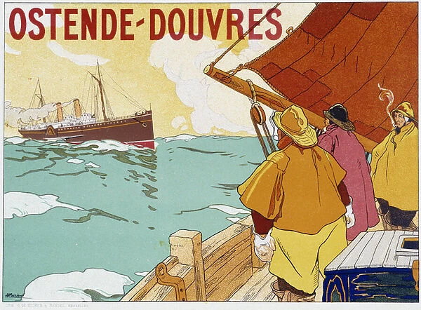 Advertising poster for the Ostend-Dover link, deb. 20th century