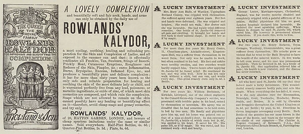 Advertisement, Rowlands Kalydor (engraving)