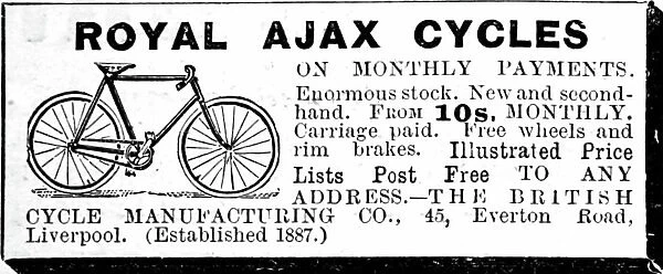 Advert for Royal Ajax Bycicles 1900. (engraving)