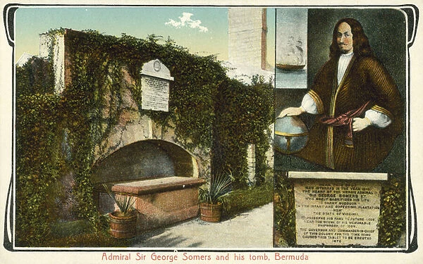 Admiral Sir George Somers and his tomb, Bermuda (colour photo)