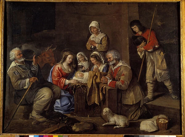 The Adoration of the Shepherds Painting by Jean Michelin (1623-1695) 17th century
