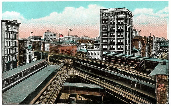 Aerial subway in New York, c.1910 (photo)