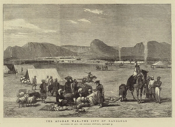The Afghan War, the City of Kandahar (engraving)