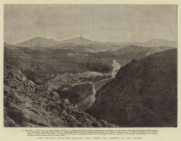 The Afghan War, the Khyber Pass from the Summit of Ali Musjid (engraving)