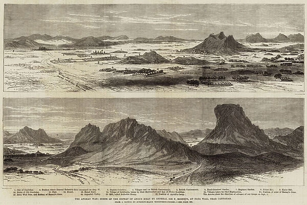 The Afghan War, Scene of the Defeat of Ayoub Khan by General Sir F Roberts, at Baba Wali, near Candahar (engraving)