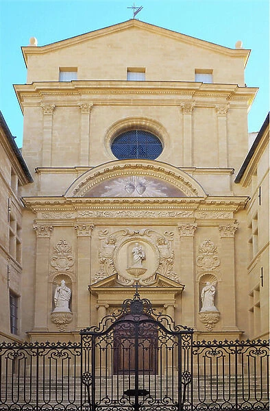 Aix en Provence. Facade of the Church of St. Catherine of the 17th century, 20 rue Mignet. Architect Pierre Pavillon. Historical monument since 1924