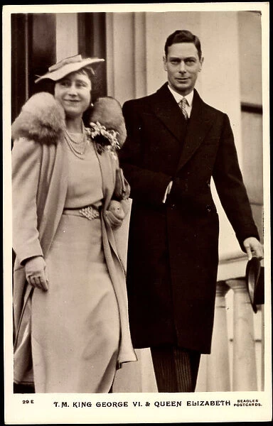 Ak T. M. King George VI. and Queen Elizabeth of Great Britain (b  /  w photo)
