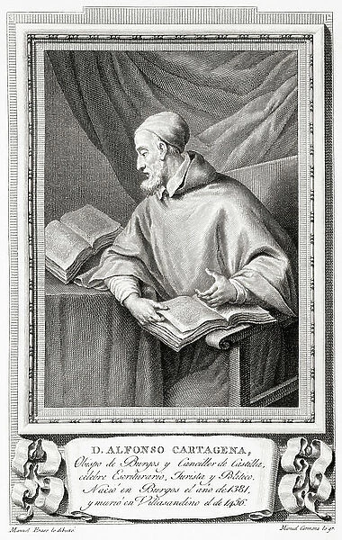 Alfonso de Santa Maria de Cartagena, aka Alfonso de Carthagena or Alonso de Cartagena, 1384 - 1456. Jewish convert to Christianity, Roman Catholic bishop, diplomat, historian and writer of pre-Renaissance Spain
