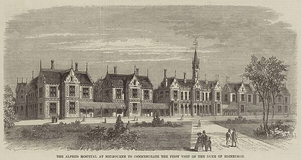 The Alfred Hospital at Melbourne to commemorate the First Visit of the Duke of Edinburgh (engraving)