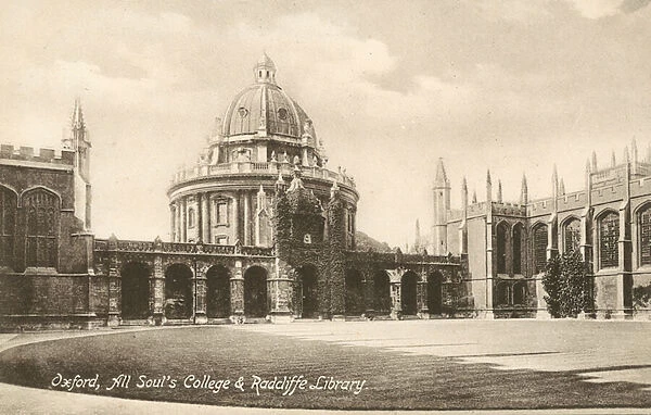 All Souls College and Radcliffe Library, Oxford, Oxfordshire (b  /  w photo)