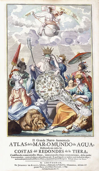 Allegorical title-page, from El Grande Nuevo Aumentado Atlas de la Mar