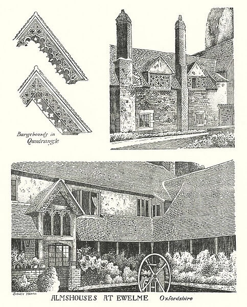 Almshouses at Ewelme, Oxfordshire (engraving)