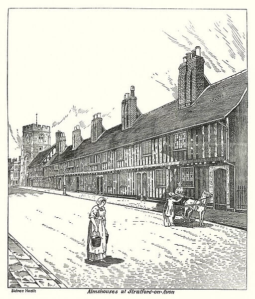 Almshouses at Stratford-on-Avon (engraving)