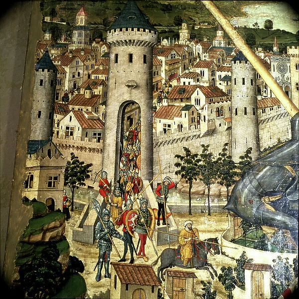 Altarpiece of St. George: Palma de Mallorca conquest in 1229 by troops of Jacques I, King of Aragon, detail