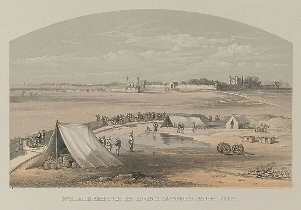 Alum Bagh, from the Advance 24-Pounder Battery Picket, 1858 circa (litho)