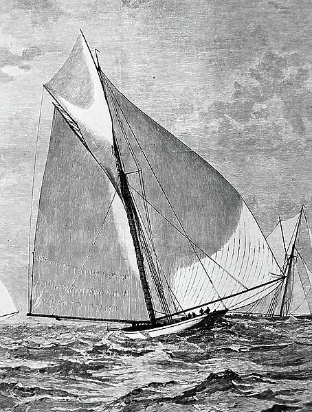 The America yacht Mayflower taking part in trials for the American Cup, 1850