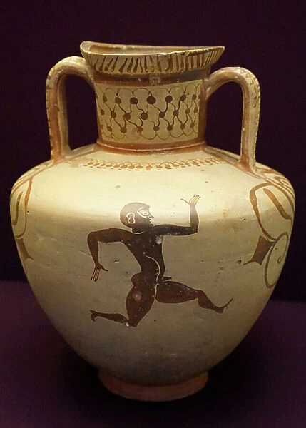 Amphora with a running man