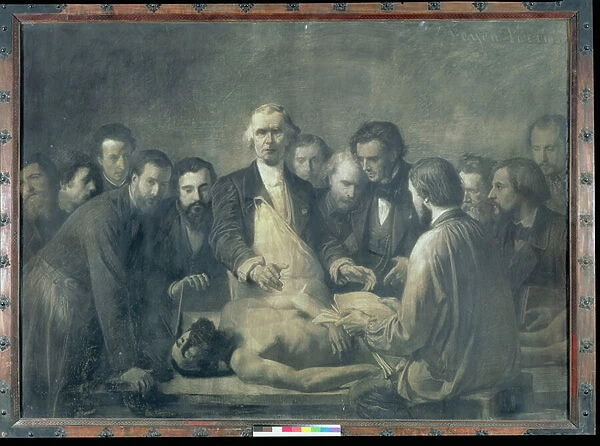 The Anatomy Lesson of Doctor Velpeau (1795-1867) (charcoal on paper laid on canvas)