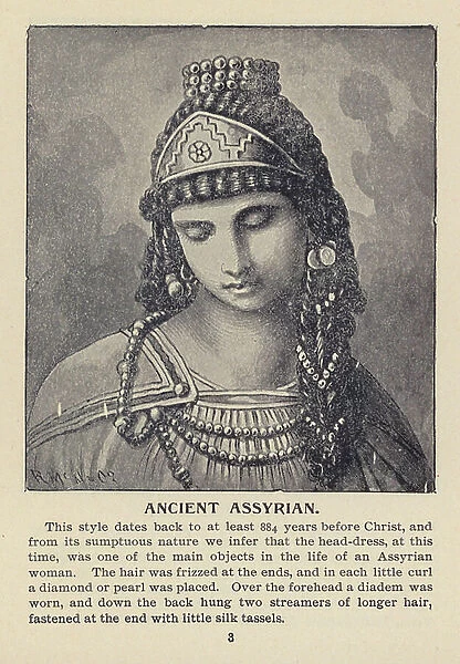 Ancient Assyrian women's headdress (litho)