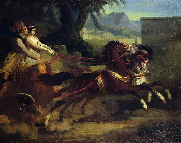 Ancient Chariot Race, after a painting by Carle Vernet (oil on canvas)